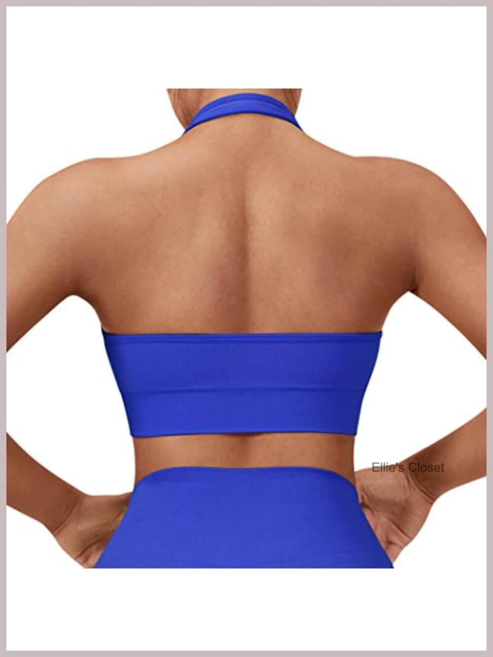 Seamless Halter Sports Bra Open Back Padded Workout Crop Tank Top